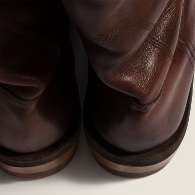 Miu Miu Foule Leather Booties Coffee Miu Miu Foule Leather Booties Coffee