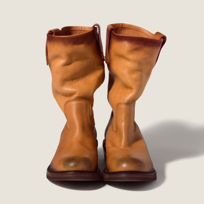 Miu Miu Foule Leather Booties Light Tan