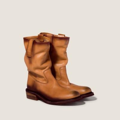 Miu Miu Foule Leather Booties Light Tan Miu Miu Foule Leather Booties Light Tan