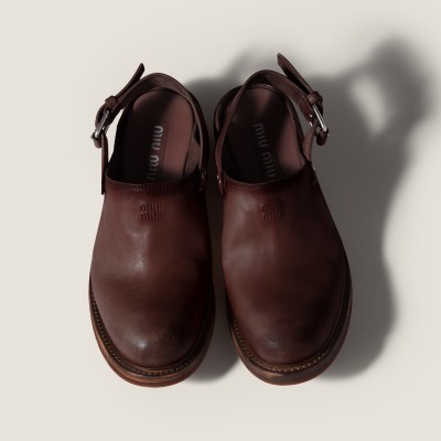 Miu Miu Foule Leather Mules Coffee Miu Miu Foule Leather Mules Coffee