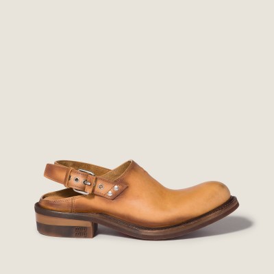 Miu Miu Foule Leather Mules Light Tan Miu Miu Foule Leather Mules Light Tan