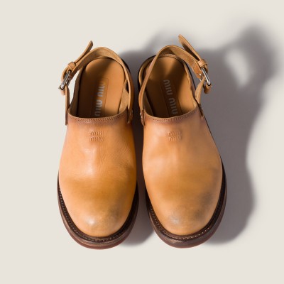 Miu Miu Foule Leather Mules Light Tan Miu Miu Foule Leather Mules Light Tan