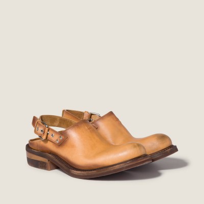 Miu Miu Foule Leather Mules Light Tan