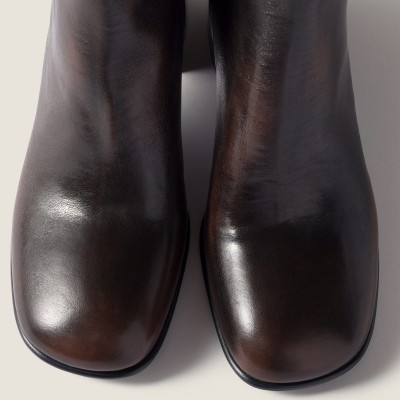 Miu Miu Fume Calf Booties Dark Brown