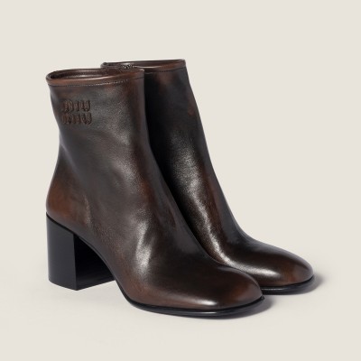 Miu Miu Fume Calf Booties Dark Brown Miu Miu Fume Calf Booties Dark Brown