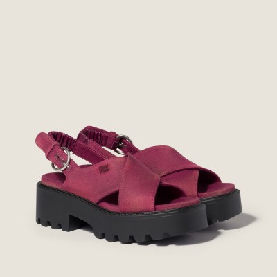 Miu Miu Gabardine Sandals Burgundy Miu Miu Gabardine Sandals Burgundy