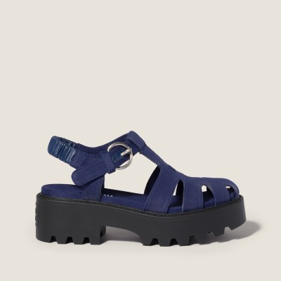 Miu Miu Gabardine Sandals Ink Blue Miu Miu Gabardine Sandals Ink Blue