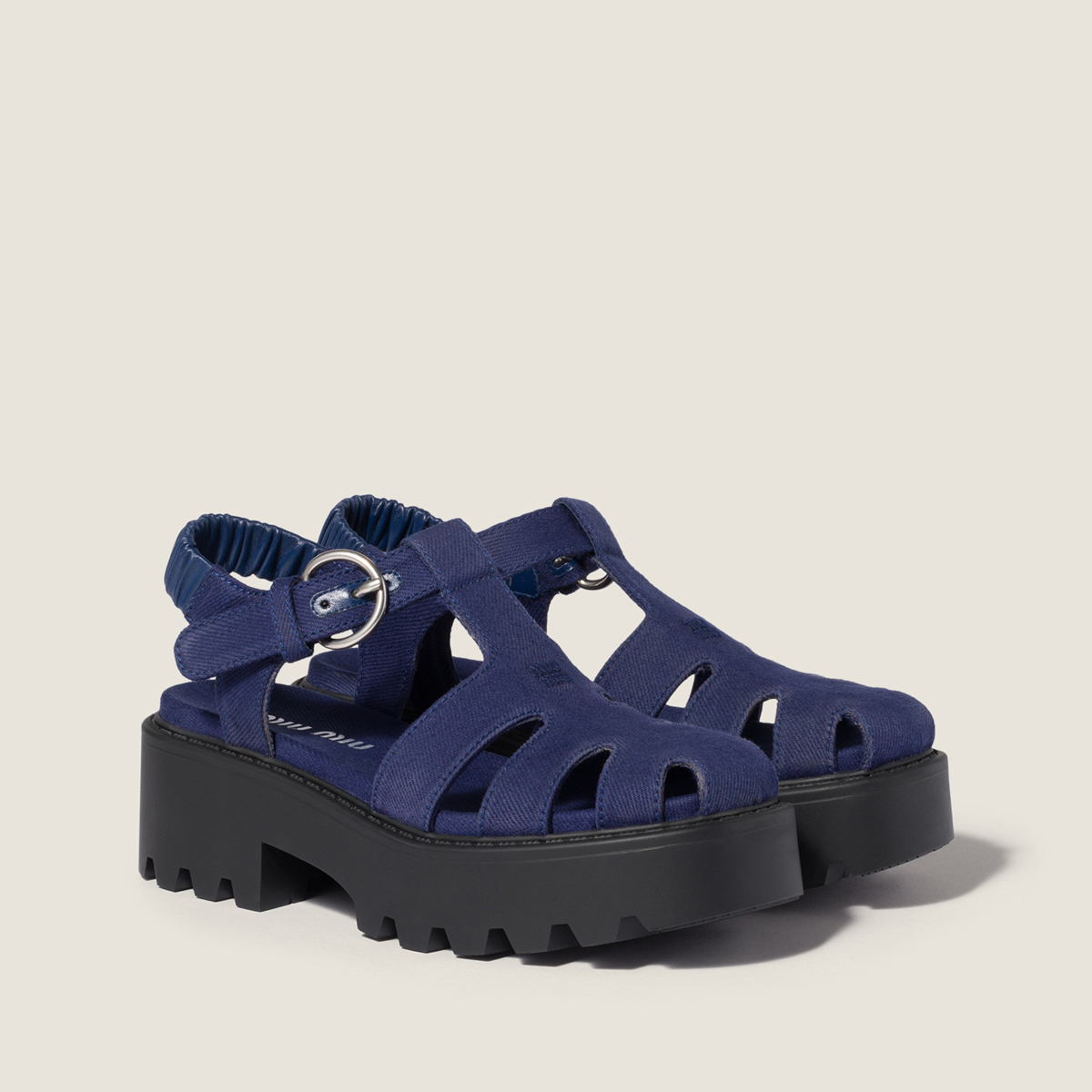 Miu Miu Gabardine Sandals Ink Blue Miu Miu Gabardine Sandals Ink Blue