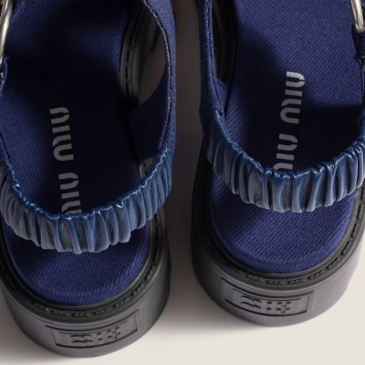 Miu Miu Gabardine Sandals Ink Blue Miu Miu Gabardine Sandals Ink Blue