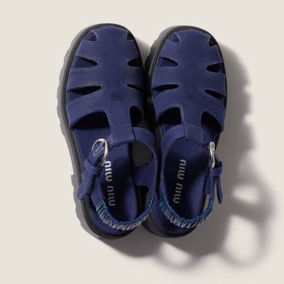 Miu Miu Gabardine Sandals Ink Blue Miu Miu Gabardine Sandals Ink Blue