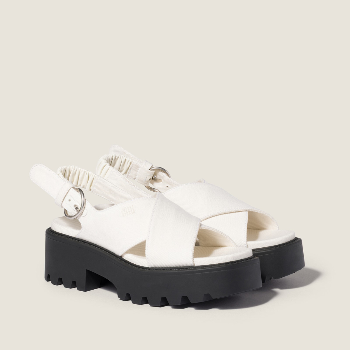 Miu Miu Gabardine Sandals Ivory Miu Miu Gabardine Sandals Ivory