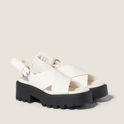 Miu Miu Gabardine Sandals Ivory Miu Miu Gabardine Sandals Ivory