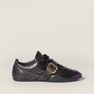 Miu Miu Gymnasium Leather Sneakers With Buckle Black Miu Miu Gymnasium Leather Sneakers With Buckle Black