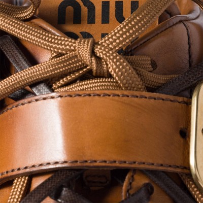 Miu Miu Gymnasium Leather Sneakers With Buckle Cognac Miu Miu Gymnasium Leather Sneakers With Buckle Cognac