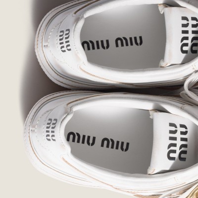 Miu Miu Gymnasium Leather Sneakers With Strap And Buckle White Miu Miu Gymnasium Leather Sneakers With Strap And Buckle White