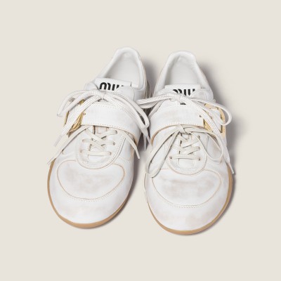 Miu Miu Gymnasium Leather Sneakers With Strap And Buckle White Miu Miu Gymnasium Leather Sneakers With Strap And Buckle White