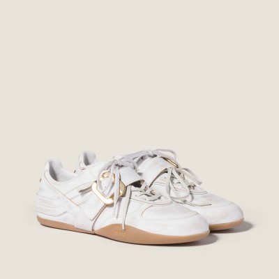 Miu Miu Gymnasium Leather Sneakers With Strap And Buckle White Miu Miu Gymnasium Leather Sneakers With Strap And Buckle White