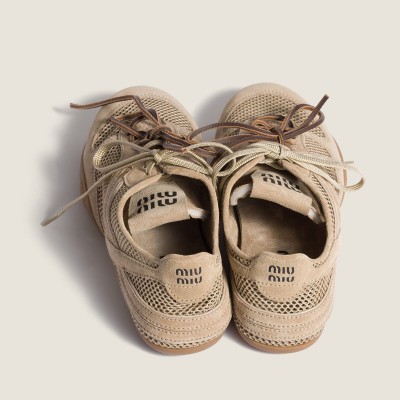 Miu Miu Gymnasium Mesh And Suede Sneakers Desert Beige Miu Miu Gymnasium Mesh And Suede Sneakers Desert Beige