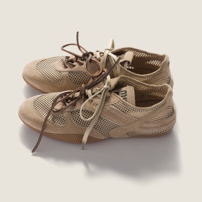 Miu Miu Gymnasium Mesh And Suede Sneakers Desert Beige Miu Miu Gymnasium Mesh And Suede Sneakers Desert Beige