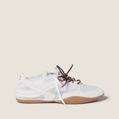 Miu Miu Gymnasium Mesh And Suede Sneakers White Miu Miu Gymnasium Mesh And Suede Sneakers White