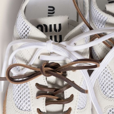 Miu Miu Gymnasium Mesh And Suede Sneakers White Miu Miu Gymnasium Mesh And Suede Sneakers White