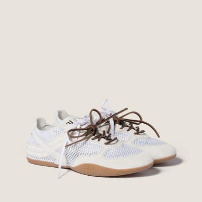 Miu Miu Gymnasium Mesh And Suede Sneakers White Miu Miu Gymnasium Mesh And Suede Sneakers White