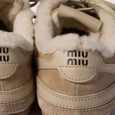 Miu Miu Gymnasium Suede And Shearling Sneakers Desert Beige Miu Miu Gymnasium Suede And Shearling Sneakers Desert Beige