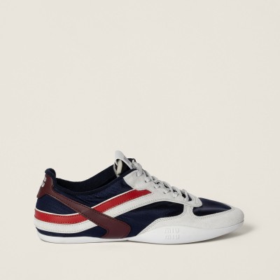 Miu Miu Gymnasium Technical Fabric And Suede Sneakers Baltic Blue Amaranth Miu Miu Gymnasium Technical Fabric And Suede Sneakers Baltic Blue Amaranth