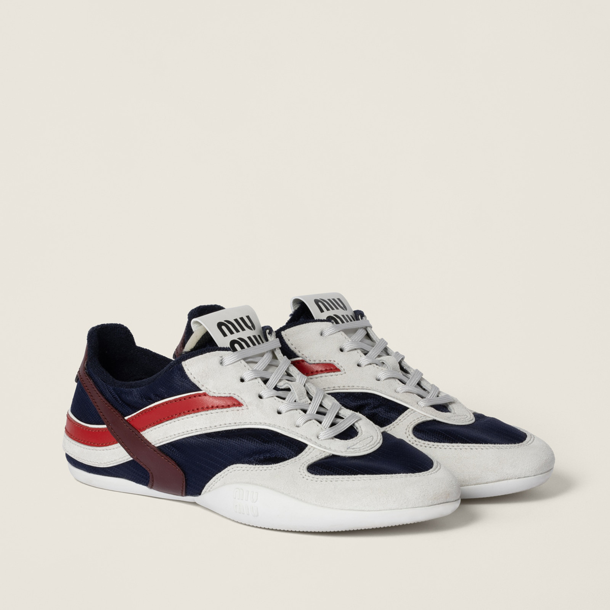 Miu Miu Gymnasium Technical Fabric And Suede Sneakers Baltic Blue Amaranth Miu Miu Gymnasium Technical Fabric And Suede Sneakers Baltic Blue Amaranth