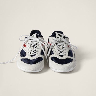 Miu Miu Gymnasium Technical Fabric And Suede Sneakers Baltic Blue Amaranth Miu Miu Gymnasium Technical Fabric And Suede Sneakers Baltic Blue Amaranth