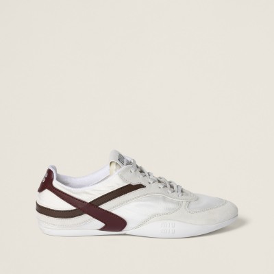 Miu Miu Gymnasium Technical Fabric And Suede Sneakers White Burgundy Miu Miu Gymnasium Technical Fabric And Suede Sneakers White Burgundy