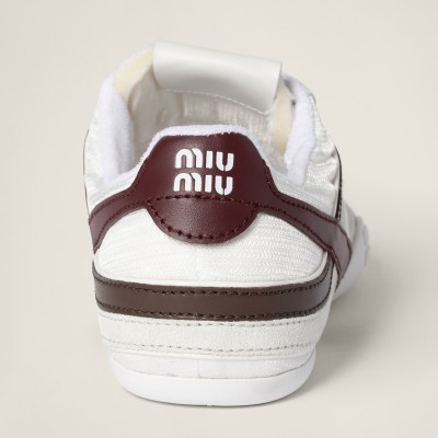 Miu Miu Gymnasium Technical Fabric And Suede Sneakers White Burgundy Miu Miu Gymnasium Technical Fabric And Suede Sneakers White Burgundy