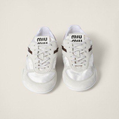 Miu Miu Gymnasium Technical Fabric And Suede Sneakers White Burgundy Miu Miu Gymnasium Technical Fabric And Suede Sneakers White Burgundy