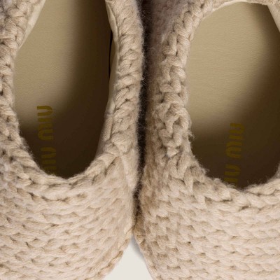 Miu Miu Knit Mules Desert Beige Miu Miu Knit Mules Desert Beige