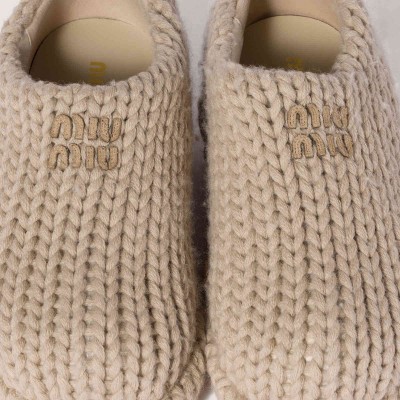Miu Miu Knit Mules Desert Beige Miu Miu Knit Mules Desert Beige