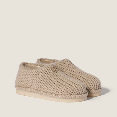 Miu Miu Knit Mules Desert Beige