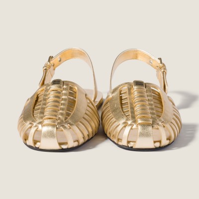 Miu Miu Laminated Nappa Leather Fisherman Sandals Platinum