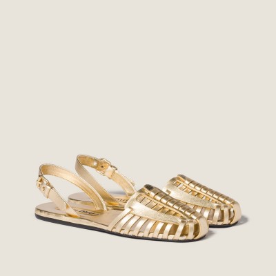 Miu Miu Laminated Nappa Leather Fisherman Sandals Platinum Miu Miu Laminated Nappa Leather Fisherman Sandals Platinum