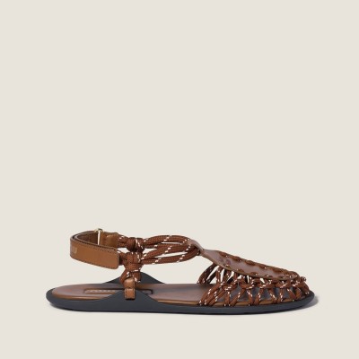 Miu Miu Leather And Cord Sandals Hazelnut Brown Tobacco Miu Miu Leather And Cord Sandals Hazelnut Brown Tobacco