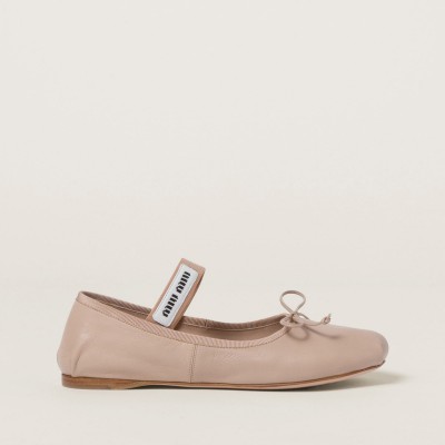Miu Miu Leather Ballerinas Water Lily