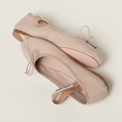 Miu Miu Leather Ballerinas Water Lily