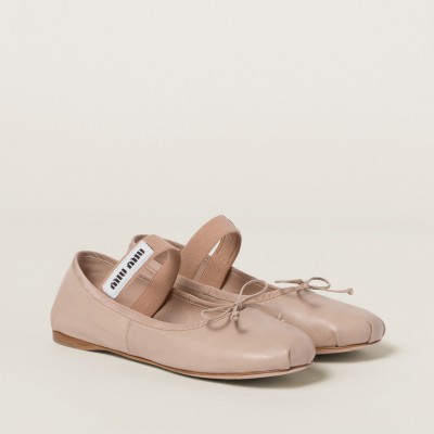 Miu Miu Leather Ballerinas Water Lily Miu Miu Leather Ballerinas Water Lily