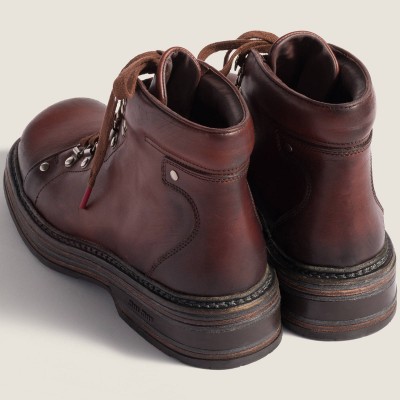 Miu Miu Leather Booties Coffee Miu Miu Leather Booties Coffee