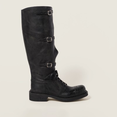 Miu Miu Leather Boots Black