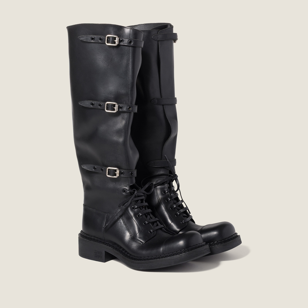 Miu Miu Leather Boots Black Miu Miu Leather Boots Black