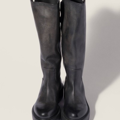 Miu Miu Leather Boots Black Miu Miu Leather Boots Black