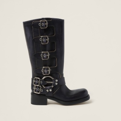 Miu Miu Leather Boots Black Miu Miu Leather Boots Black