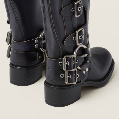 Miu Miu Leather Boots Black Miu Miu Leather Boots Black