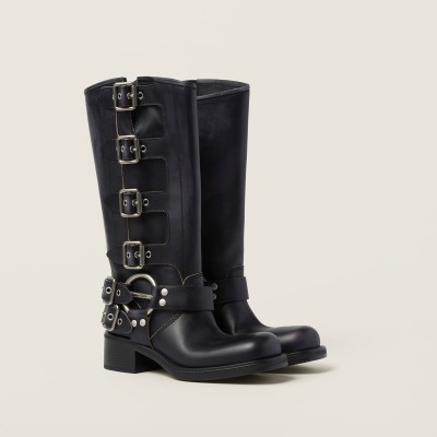 Miu Miu Leather Boots Black
