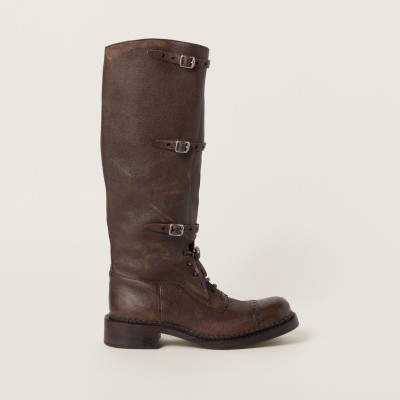 Miu Miu Leather Boots Cocoa Brown Miu Miu Leather Boots Cocoa Brown